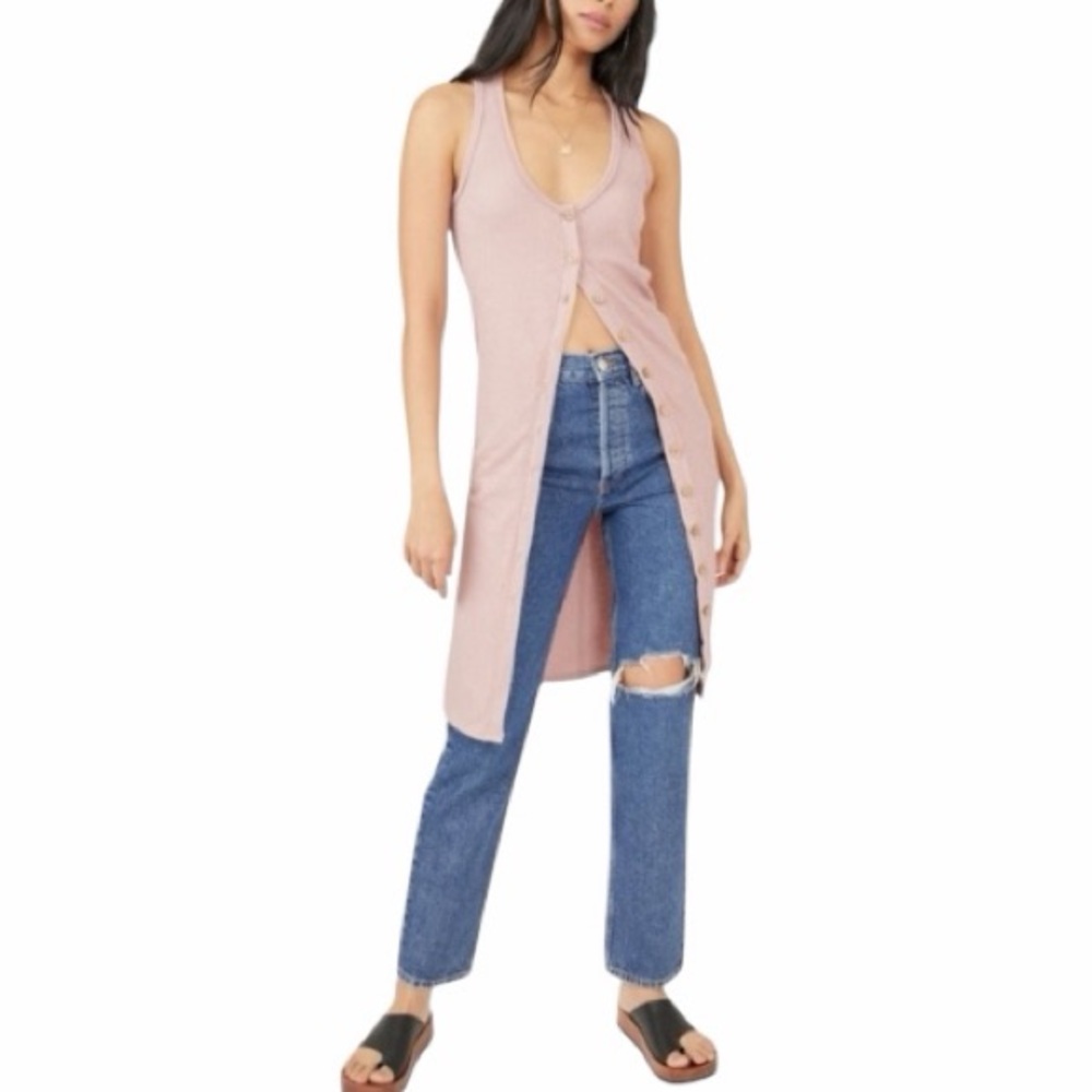 Free People/We The Free Gia Long Vest Size Small In Lilac Wine NWOT